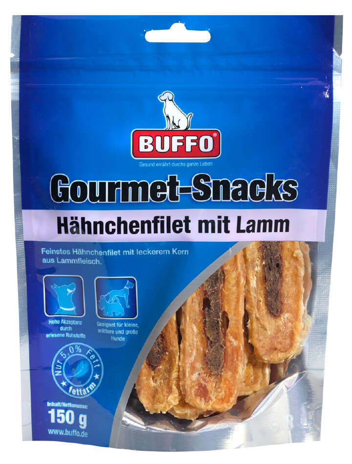 BUFFO Hundeleckerli Gourmet-Snacks Hähnchenfilet mit Lamm BUFFO Hundeleckerli Gourmet-Snacks Hähnchenfilet mit Lamm
